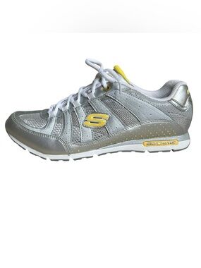 New SKECHERS Sport Sprint Lavishly Sneakers Silver Yellow Lace Size 8